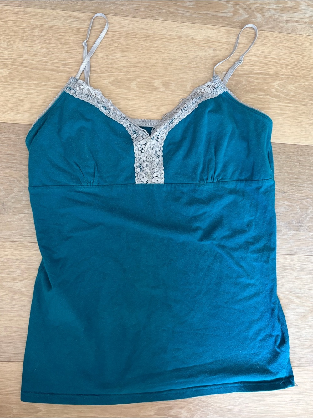 Faded Glory Y2K Teal Lace Trim Cami Tank Top Large